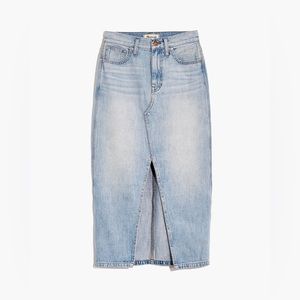 Rigid Denim A-Line Midi Skirt